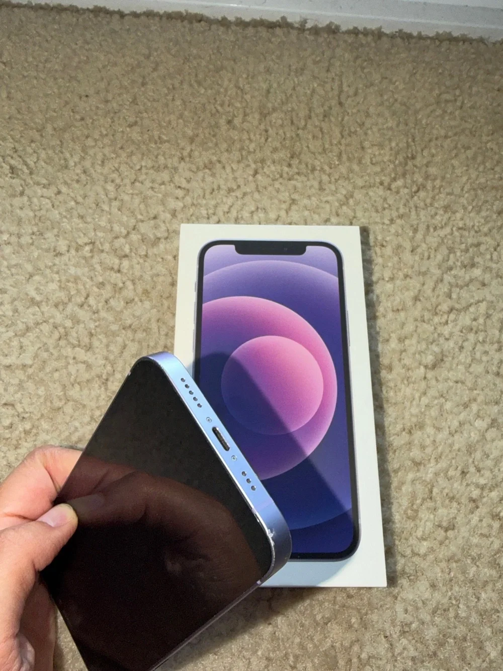 Apple iPhone 12 Case-Ready Purple Smartphone with Boxed Cable